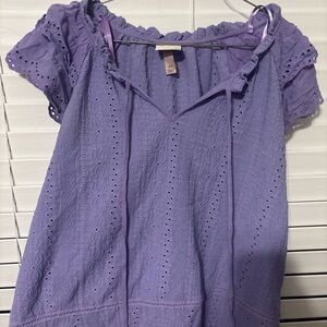 Knox Rose Lavender Eyelet Blouse